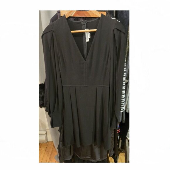 NWOT Victoria Beckham Black Deep V Mini  Dress Size - Picture 5 of 10